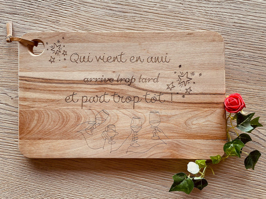 Planche rectangulaire olivier avec cuir