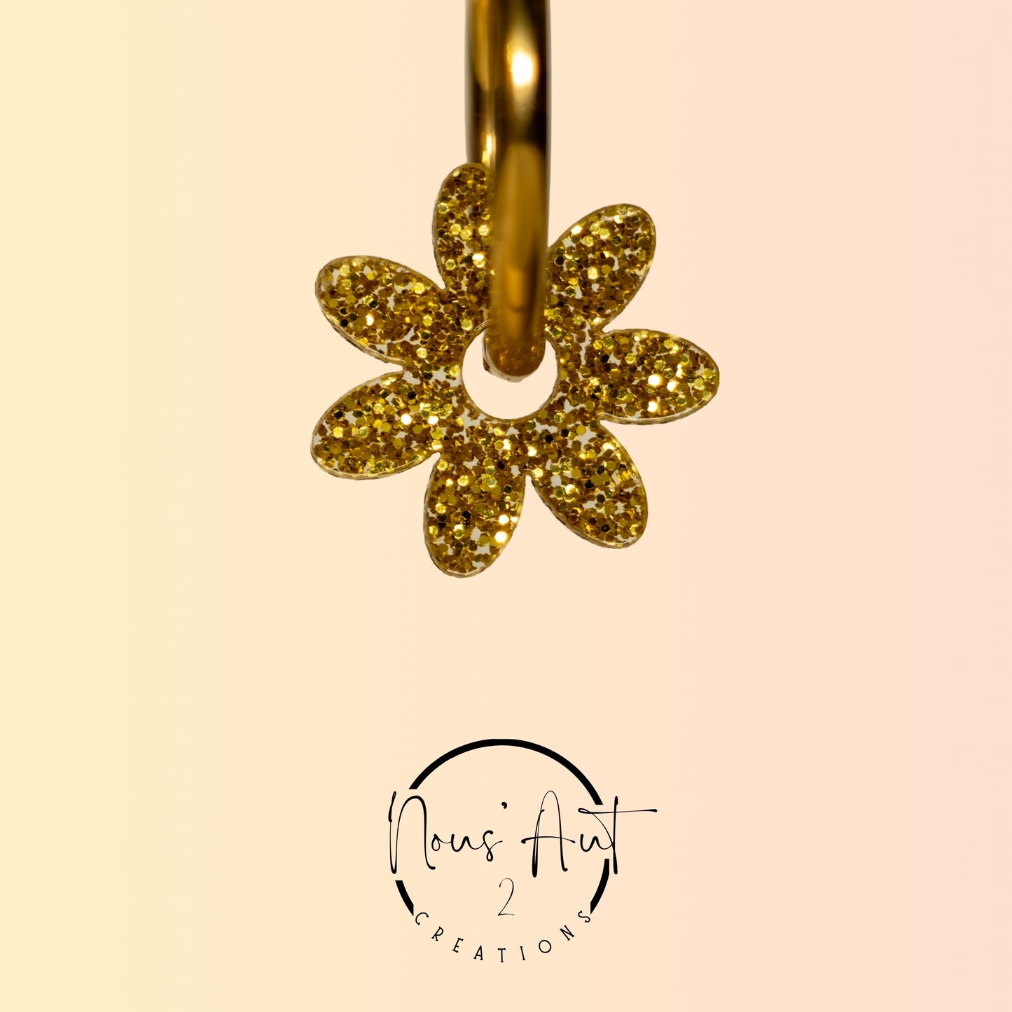 Pendentif enfant Fleur en acrylique Doré paillette Nous’Aut 2
