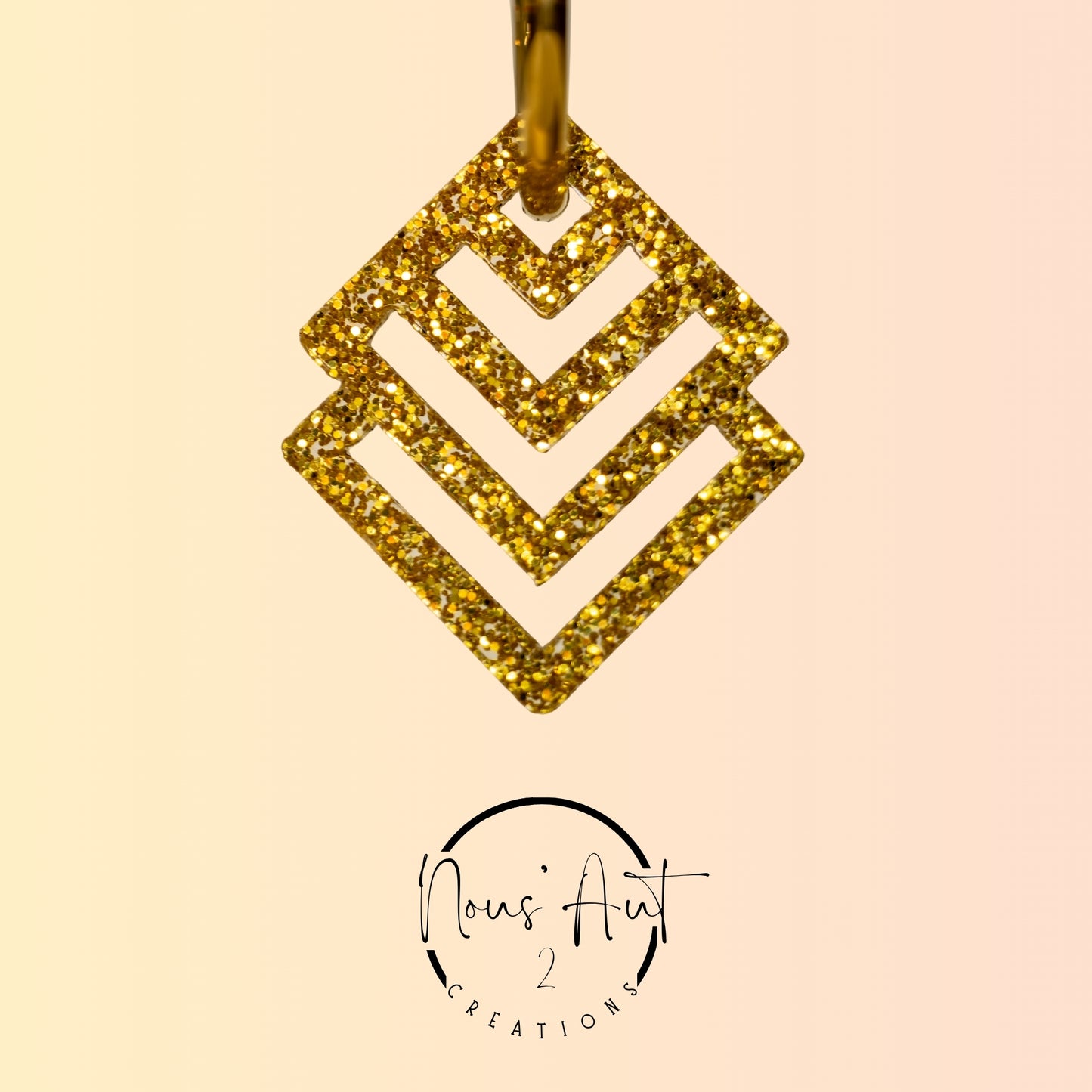 Pendentif Losange en acrylique Doré paillette Nous’Aut 2