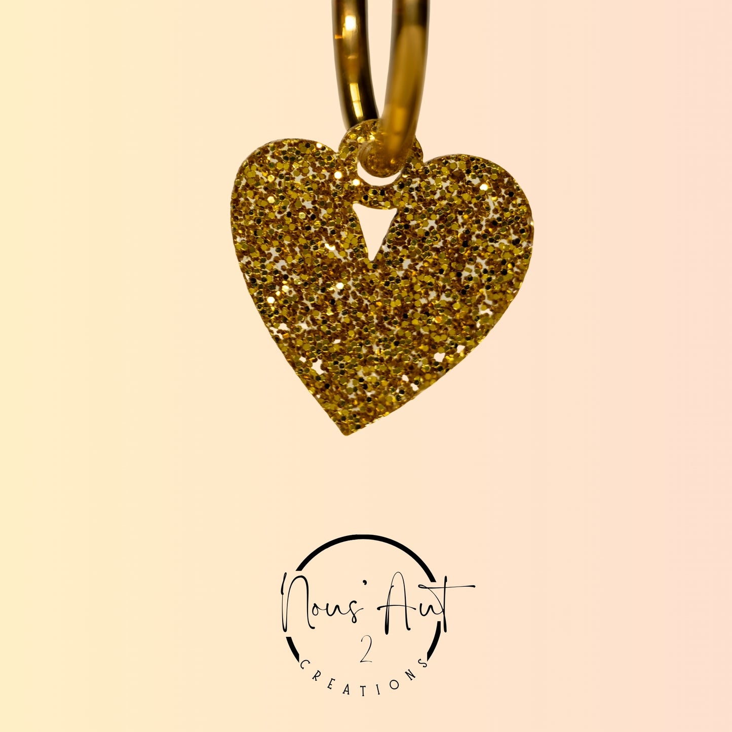 Pendentif Coeur en acrylique Doré paillette Nous’Aut 2