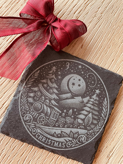 Sous-verres ardoise carrés Noël
