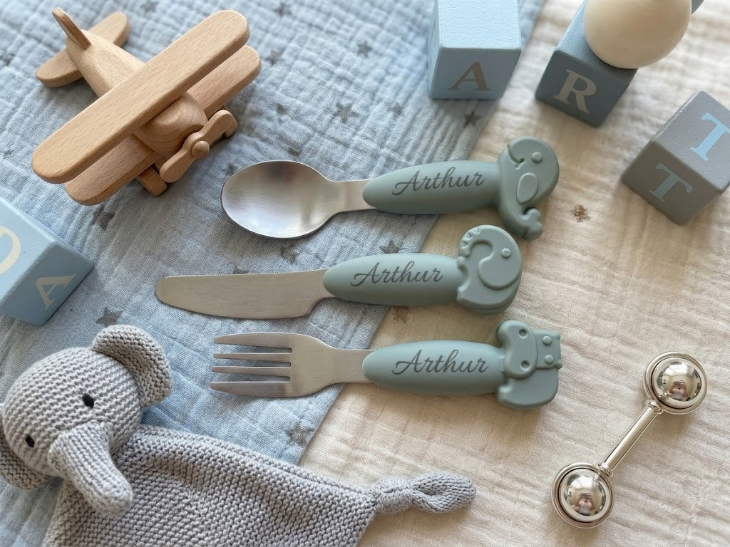 Couverts de Naissance personnalisés Bleu Nous'Aut 2