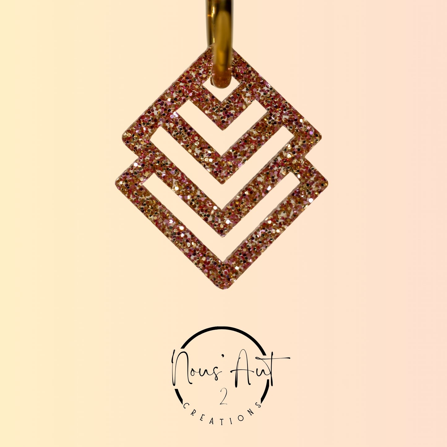 Pendentif Losange en acrylique Rose Gold paillette Nous’Aut 2