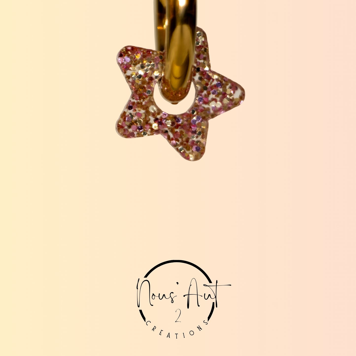 Pendentif enfant Etoile en acrylique Rose Gold paillette Nous’Aut 2