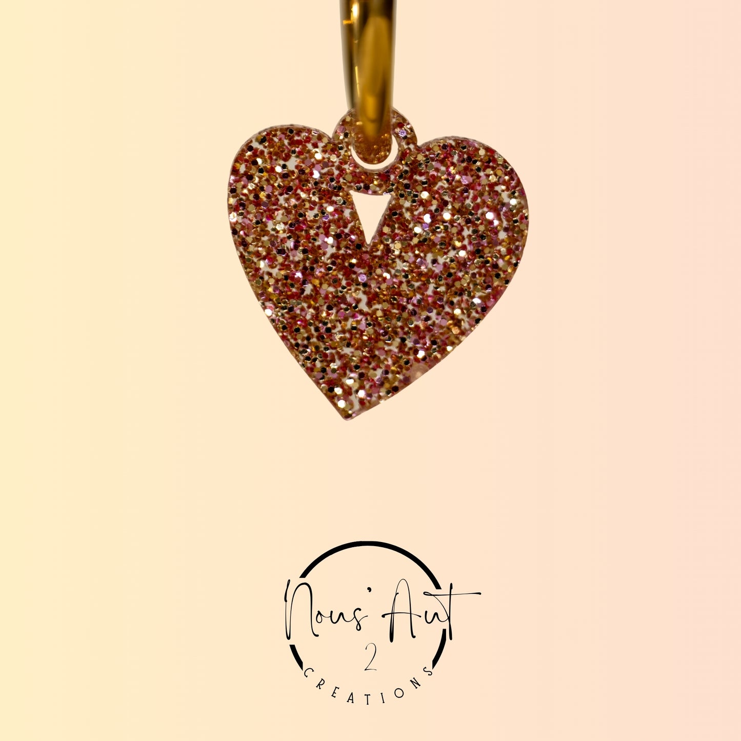 Pendentif Coeur en acrylique Rose Gold paillette Nous’Aut 2
