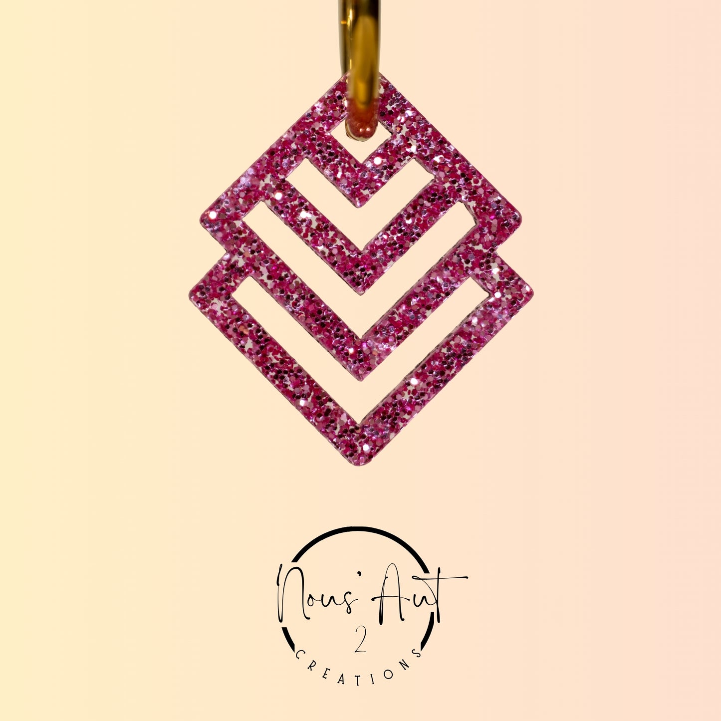 Pendentif Losange en acrylique Rose paillette Nous’Aut 2