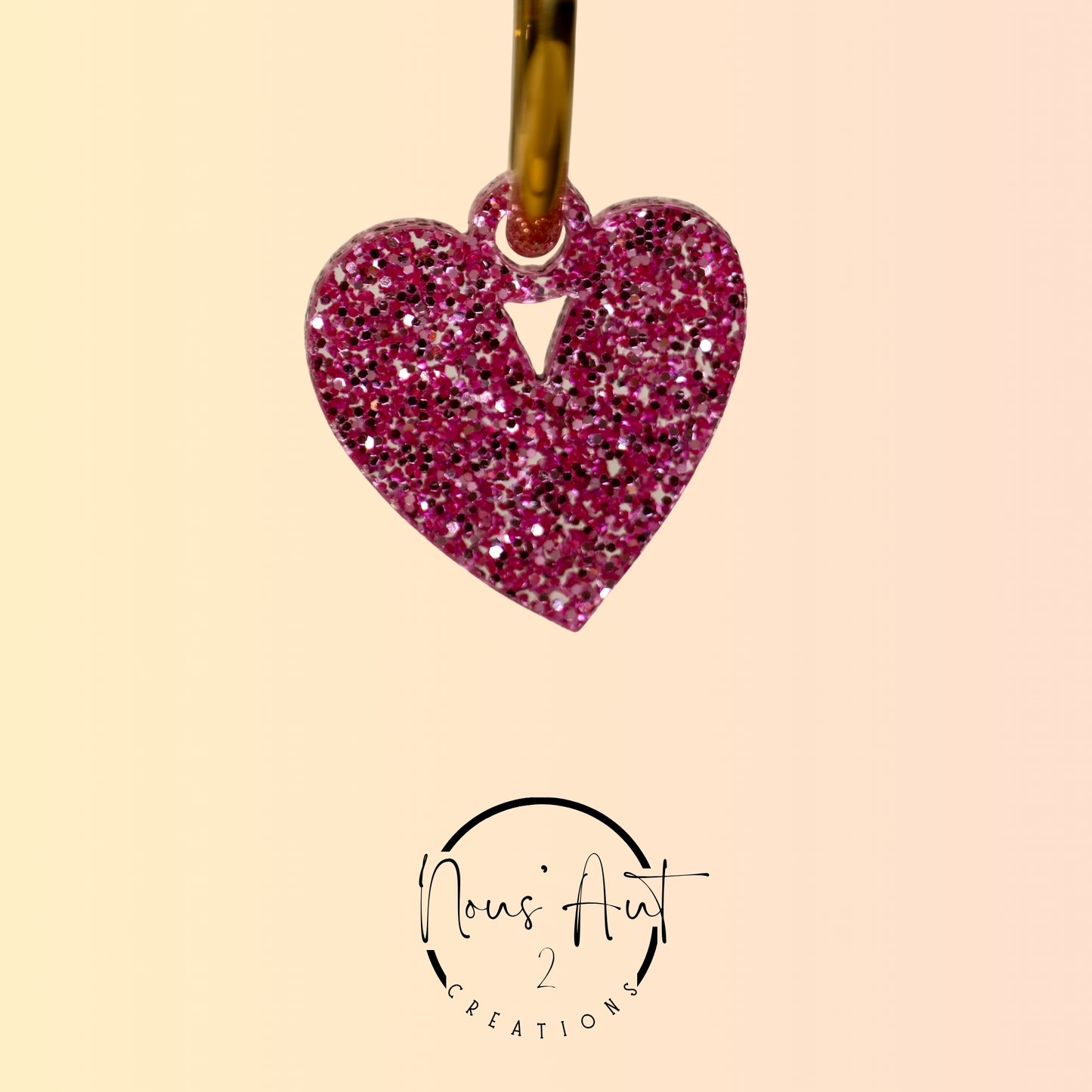 Pendentif Coeur en acrylique Rose paillette Nous’Aut 2