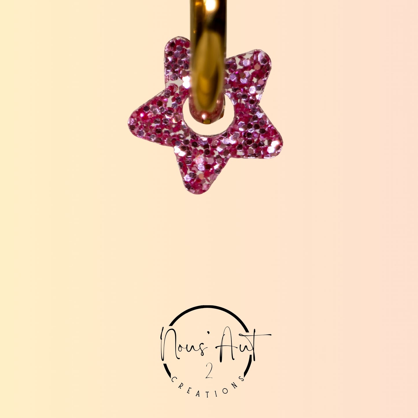 Pendentif enfant Etoile en acrylique Rose paillette Nous’Aut 2