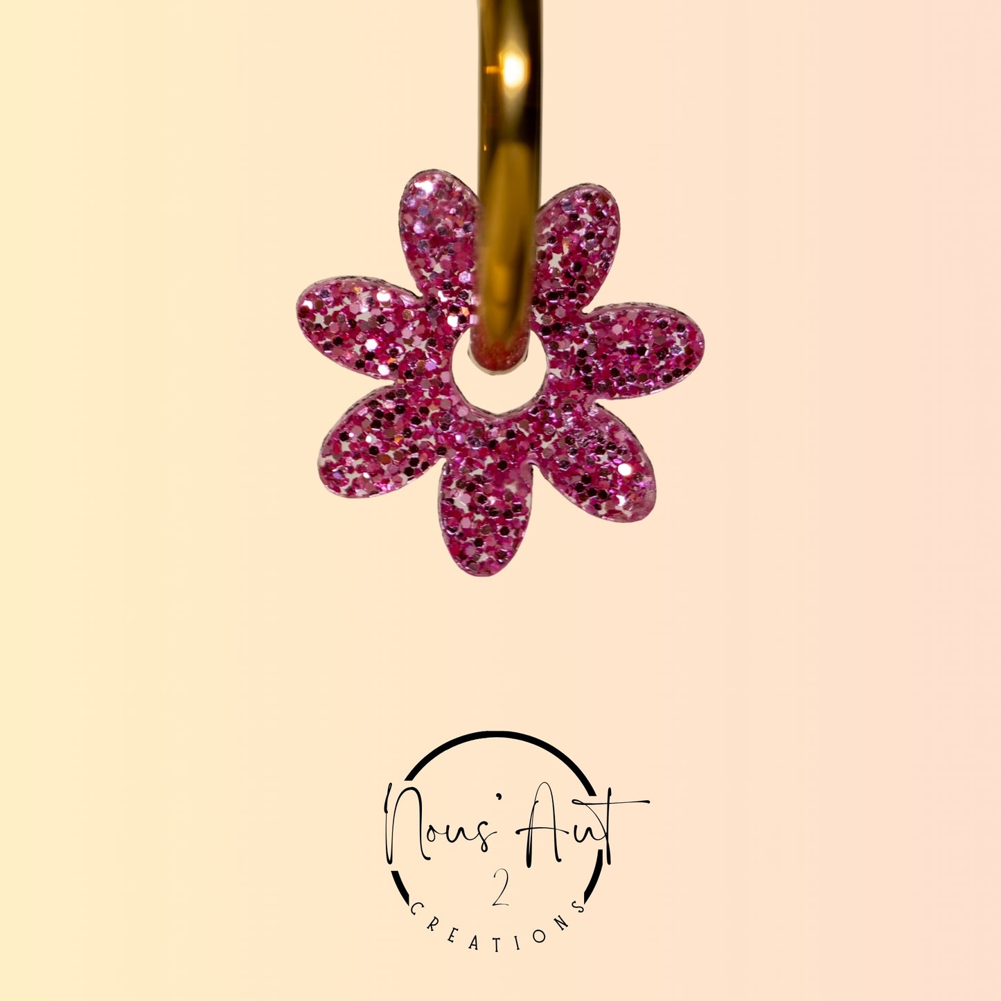 Pendentif enfant Fleur en acrylique Rose paillette Nous’Aut 2