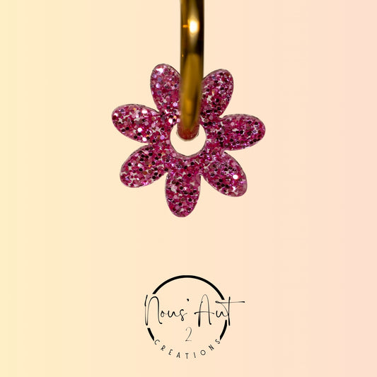 Pendentif enfant Fleur en acrylique Rose paillette Nous’Aut 2