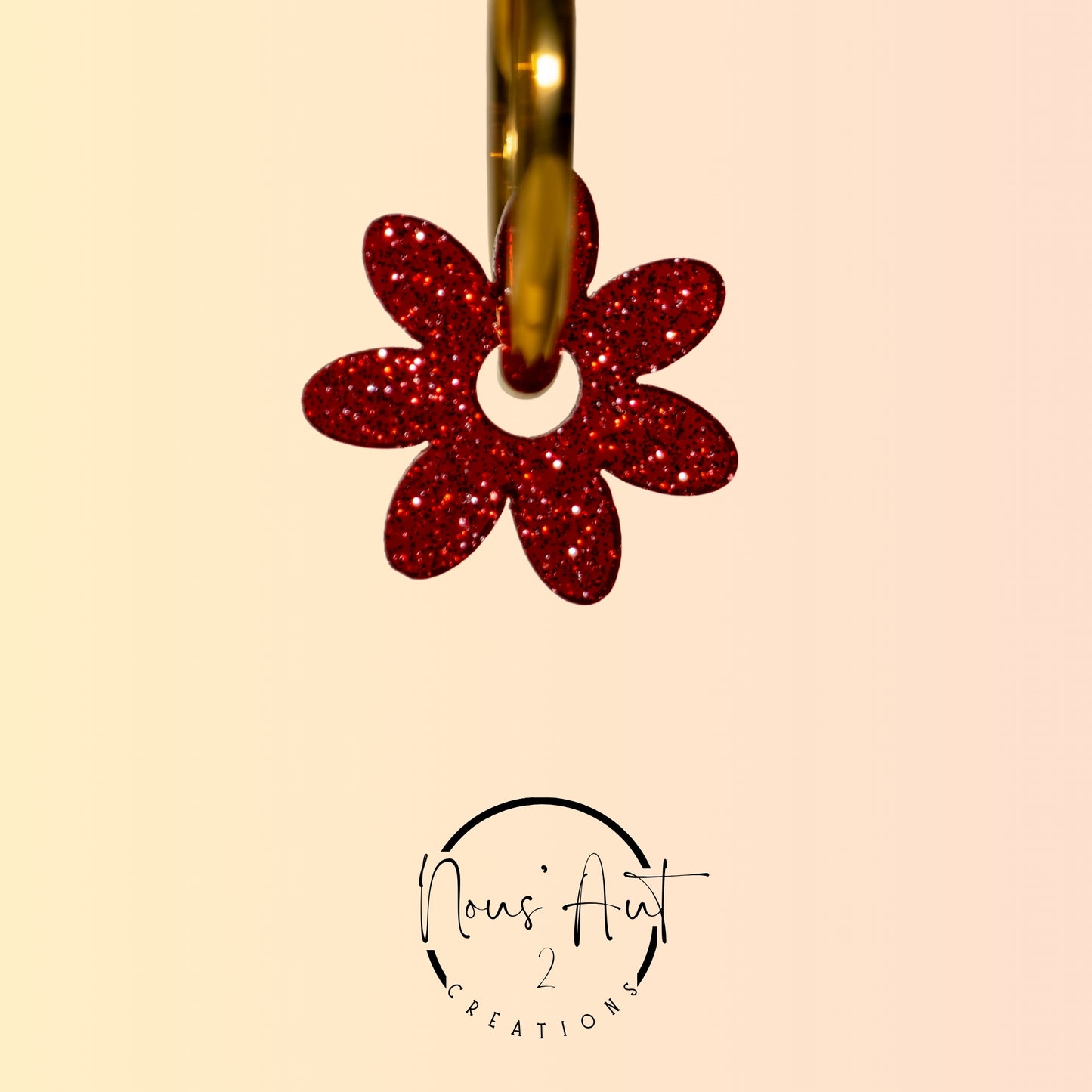Pendentif enfant Fleur en acrylique Rouge paillette Nous’Aut 2