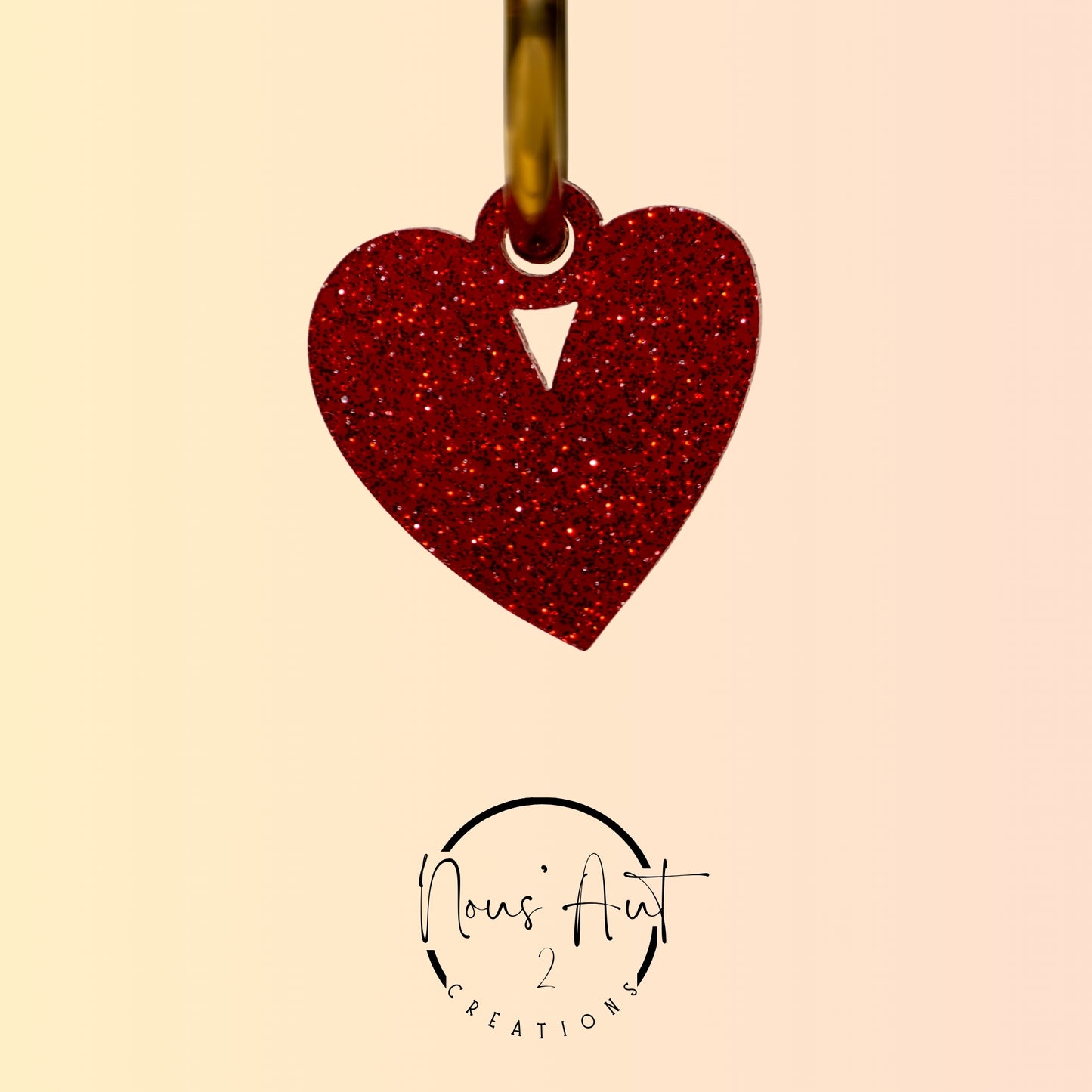 Pendentif Coeur en acrylique Rouge paillette Nous’Aut 2